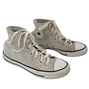 Converse All Star high top beige polka dot sneakers size 6